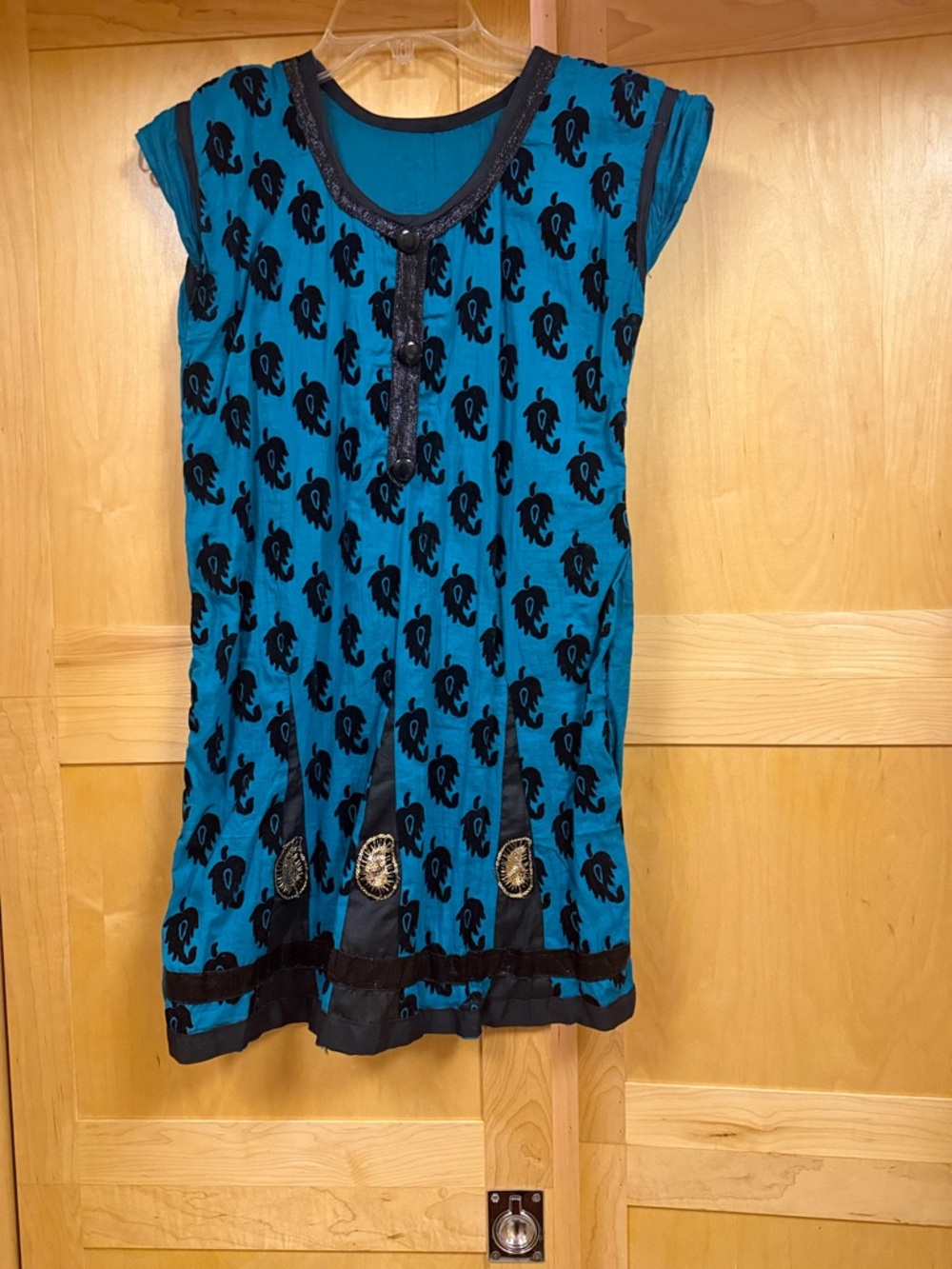 Turquoise & Black Printed kurti Dress